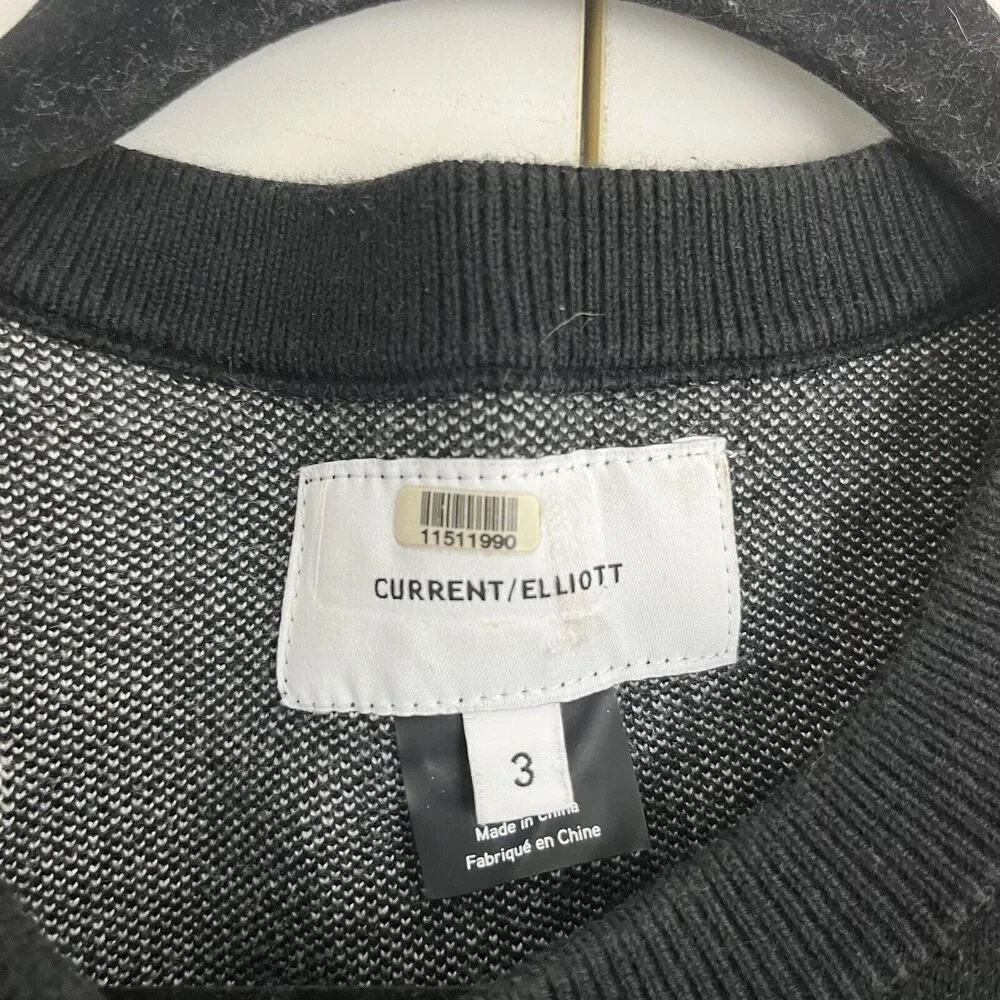 CURRENT / ELLIOTT ‎ Weslan Sweater Women’s 3/L Polka Dots Black White Crop - Picture 4 of 7